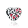 925 ciondoli in argento sterling per gioielli pandora perline braccialetti da donna perline Nuovo ciondolo in argento squisito cuore rosso