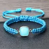 Link Bracelets Agates Hangdoek Bracelet Gepersonaliseerde vrouwen Men Blue String Verstelbare Braided Bangles Handgemaakte charme Yoga -sieraden Souvenir