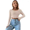 Camisetas para mujer Camisa de manga larga Mujeres Sexy Slim Streetwear Ropa de punto Crop Top Moda coreana Primavera Otoño Camiseta corta flaca