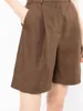 Kvinnors shorts 2023 Summer Women's Linen Blend Casual Suit Ladies Guldknappar Hög midja raka löst korta byxor
