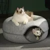 Matten Katten Tunnelbed Natuurlijk Vilt Huisdier Kattengrotnest Rond Afneembaar Interactief Speelgoedhuis voor Kleine Honden Puppy Huisdieren Benodigdheden