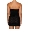 Vestidos casuais Combhasaki verão feminino curto magro com alças bandeiras sem mangas sem costas Off Lace Hollow Out lápis