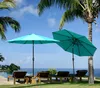 Patio Outdoor Market Paraply med aluminium automatisk lutning och vev utan bas, sjöblå