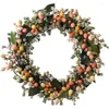 Couronne d'œufs de Pâques de fleurs décoratives, guirlande artificielle de porte d'entrée de 40cm, décor de bonne journée pour mur, fenêtre, salle de ferme, suspension intérieure