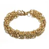 Chains 6/8/10mm Fashion 316L Stainless Steel Gold Color Round Circle Byzantine Link Chain Men Women Bracelet Jewelry