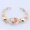 Femme mariage mariée couleur or cristal autrichien coeur déclaration collier boucles d'oreilles Bracelet bague fête Costume ensemble de bijoux