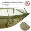 Hamk de acampamento com lona de mosca de chuva e tiras de árvore de tenda de tenda de mosquito portáteis de pára -quedas duplas portáteis de pára -quedas de paraquedas