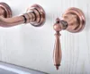 Bathroom Sink Faucets Antique Red Copper Brass Widespread Wall-Mounted Tub 3 Holes Dual Handles Kitchen Faucet Mixer Tap Asf502