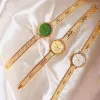 Orologi da polso Crown Design Cinturino in ottone di alta qualità Placcato in ORO 24k Acciaio con diamanti Orologi da donna al quarzo Regalo vintage Lusso reale per signora