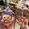 1.5l Bear Straw Water Bottle Summer Outdoor Large Capacity Plastic Straw Drinking Cup Sweet Children Water Cup Kawaii Bear Kettle