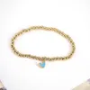 Łańcuch 4PCS Tiny Heart Charms Bransoletka ręcznie robiona biżuteria damska złota kolor elastyczne miedziane koraliki łańcuch urok bransoletka Przyjaźń Prezent 230509