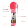 Feeding Pet Portable Cat Dog Water Bottle Food Feeder Drinker Poop Dispenser 3 In 1 Leakproof Multifunctional Dog Waterer Bottle