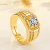 Cluster Ringe Schmuck Herren 14 Karat Gelbgold plattiert Quadratschliff Zirkonia Achteck Ring 10 Karat Solid Nugget Diamond Mens