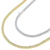 Kedjor Geometrisk Rund Bezel Setted 5A Cubic Zirconia CZ Tennis Chain Halsband Choker Bröllopspresent Kvinnor Smycken