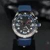 Наручительные часы 2023 Профессиональная вынослика Pro 44 -мм чернокожие хронограф Dial Blue Rubber Men's Sport Watch x82310D51B1S1 Relogio