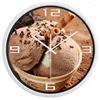 Wanduhren Sweet Chocolate Ice Cream Clock Home Decor Silent Cooking Room Dessert Shop Dekoration