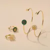 Collana Orecchini Set 2023 Lusso 2 PZ Dubai Bangle Anello Moda Vintage Boho Gioielli Per Le Donne Shell Malachite Zircone Fidanzamento Polsino Reggiseno