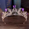 Hochzeit Haarschmuck Vintage Grün Rot Braut Tiara Mode Goldenes Diadem für Frauen Hochzeitskleid Haarschmuck Prinzessin Krone Zubehör 230506