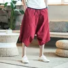 Pants Men Pantalon sarouel Harajuku pour hommes, pantalon de jogging en coton et lin, Vintage, Style chinois, couleur unie, longueur mollet, été, 2022