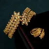 Charm Bracelets Copper Plating Gold Ring Saudi Trendy Bangle for Bridal Leaves Design Cuff Arabic Luxury Jewelry 230508
