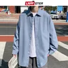 Men s casual skjortor lappster kemeja vintage untuk pria kasual warna hitam ukuran ekstra besar modis harajuku 2023 blus streetwear 230509