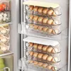 収納ボトル冷蔵庫の卵コンテナ自動ローリング保護ボックストレイ蓋付きマルチレイヤーラックホルダー引き出しキッチンアクセサリ
