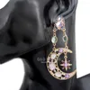 Boucles d'oreilles pendantes grecques, inadéquation soleil lune étoile autriche cristal grand Wicca Brincos bijoux Orecchini Aretes