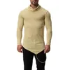 Męskie koszule 2023 Style jesienne Anglia Mężczyźni Wysoki kołnierz długi rękawem T-shirt Solidny kolor mody nieregularny 7 xy926 -40