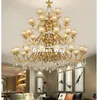 Chandeliers European D120cm Bronze Chandelier 24L LED Copper Lustres Home Brass K9 Crystal AC Luxury Vintage El