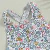 Tweeënparren 1-6 Kinderen Babymeisjes Zomerzwempak Mouwloos Kruis Backless Floral Print Ruffle Bathing Suit