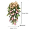 Fiori decorativi Ghirlanda di tulipani Fiore rosa Decorazioni per porte d'ingresso Decorazioni per fiocchi di juta Decorazioni floreali fatte a mano per la casa estiva