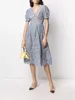 E-LF-P-T Summer Bubble Sleeve Spets Sexig V-ringning Slim Dress