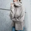 Kadın Sweaters Kazak Yurböceği Düz Renk Kadın 2023 Kış Kadınlar Sıcak Ordu Yeşil Örme Yüksekstret Sweater