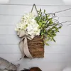 Decorative Flowers Artificial Basket Hydrangea Hanging And Plant Ornament Decorations For Home Door Patio Lawn Garden Decor