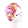 New Women Fluffle Prify Print Muslim Hijab Turban Head Wrap Hat Beanie Cap Lady Hijab Cap Hat Hat