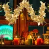 Ghirlande di fiori decorativi Corda a mano Foglia d'oro Luci in rattan Bracciale di sorgo Piante artificiali Natale rosso Appeso 1,8 m Plastica Reu