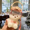 1.5l Bear Straw Water Bottle Summer Outdoor Large Capacity Plastic Straw Drinking Cup Sweet Children Water Cup Kawaii Bear Kettle