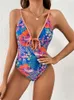 Women's Swimwear One Piece Swimsuit 2023 Print Monokini Sexy Deep V-neck Women High Cut Bathing Suit Beach Wear Swimming For Female
