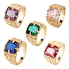 Bandringar 2023 Ny vintage Noble Royal Natural Crystal Ring Smycken FiveColor Crystal Ring Gold Men's Engagement Wedding Ring Z0509