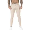 Byxor gingtto mens casual byxa skinng chino byxor bomull stretchig tyg hög midja manlig streetwear modemärke kläder zm3184