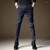 Men's Pants Elastic Casual Male Slim 2023 Dress Work Trousers Summer Fashion Vintage Plaid Skinny Men Stretch Fit Business Black