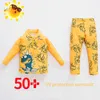 Children's swimwear Unisex upf50 dinosaur swimsuit kids swimsuit 2-10 anti-uv casual beach suit P230509