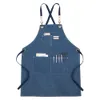 Aprons Kitchen Apron Heavy Duty Canvas Barber Work Aprons Unisex Cross Straps Adjustable Salon Hairdresser Bib PU Leather Apron for Men 230509