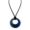 Pendant Necklaces 28mm Circle Donut Healing Crystals Necklace Natural Semi-Precious Chakra Gemstone Amulet Lucky Coin Donuts Charm Protection Y23