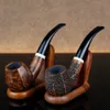 Classic Bent Briar Smoking Pipe Free Tools Gift Set 9mm Filter Tobacco Pipe Many Choice White Ring Octagon Briar Wood Pipe Set