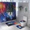 Badmattor Drop Rich Tree 4PCS/Set Anti Slip Badrumsmattor Set Waterproof Shower Crachin Rug Lock Toalett Cover Mat Home Decor