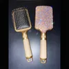 Hårborstar Diamond Incrusted Comb Stick Borrerad Airbag Massage Kvinnor Curly Didangle för Sdressing Styling Tools 230509