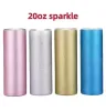 20oz Straight Tumblers Sublimation Texture Powder Glitter Tumbler with Plastic Straw Lid Double Wall Vacuum Insulated Portable Water Cups