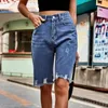 Damen Shorts Sommer Damen Denim Shorts Hohe Taille Zerrissene Jeans Shorts Street Denim Perforierte Mode Pelzfransen Fünf-Punkte-Shorts 230509