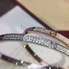 womens bracelet gold torque bangle double row diamond luxury jewelry width 5MM hidden inlay process High fade resistant bracelets designer for valentines day O4UB